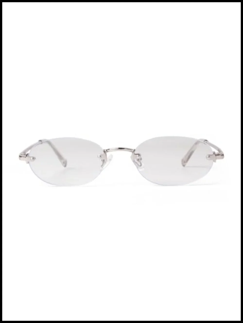 Vintage Rimless Oval Sunglasses 90s Retro Blue Light Blocking UV Protection